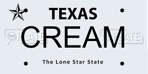 CREAM Texas License Plate