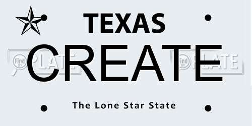 CREATE Texas License Plate