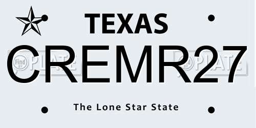 CREMR27 Texas License Plate