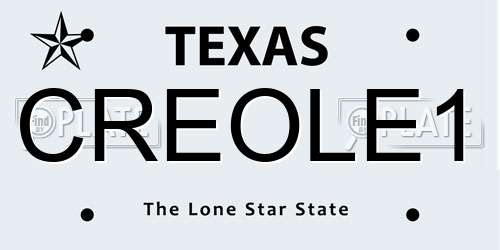 CREOLE1 Texas License Plate
