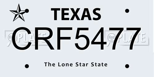 CRF5477 Texas License Plate