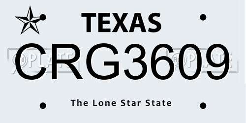 CRG3609 Texas License Plate