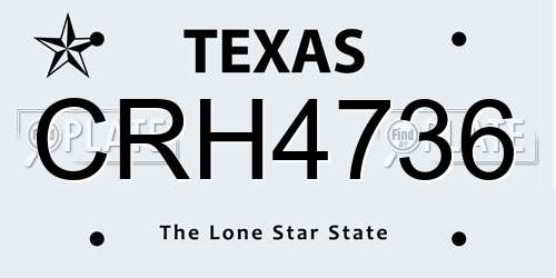 CRH4736 Texas License Plate