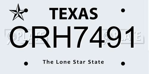 CRH7491 Texas License Plate