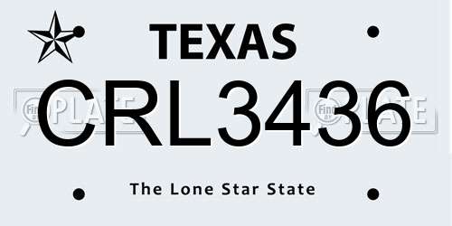 CRL3436 Texas License Plate