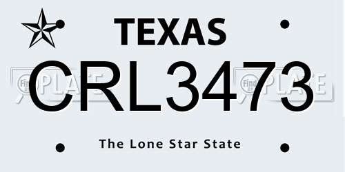 CRL3473 Texas License Plate