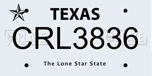 CRL3836 Texas License Plate