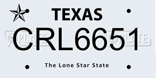 CRL6651 Texas License Plate