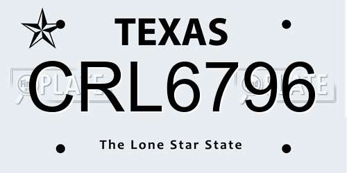 CRL6796 Texas License Plate