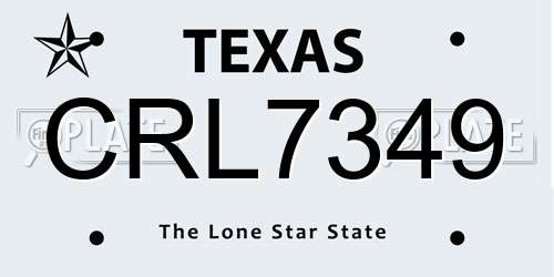 CRL7349 Texas License Plate