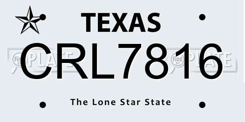 CRL7816 Texas License Plate