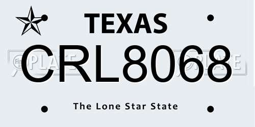 CRL8068 Texas License Plate