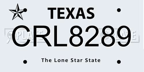 CRL8289 Texas License Plate