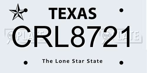 CRL8721 Texas License Plate