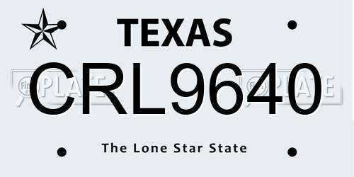 CRL9640 Texas License Plate