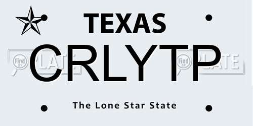 CRLYTP Texas License Plate