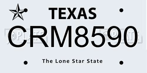 CRM8590 Texas License Plate