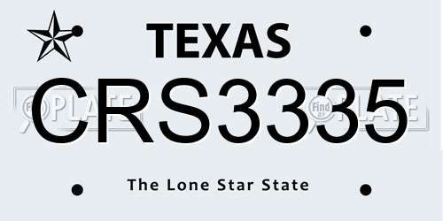 CRS3335 Texas License Plate