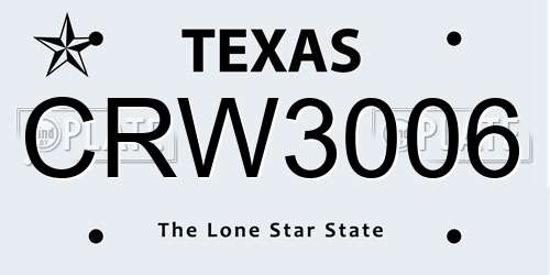 CRW3006 Texas License Plate