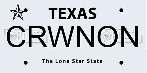 CRWNON Texas License Plate