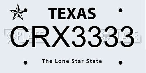 CRX3333 Texas License Plate