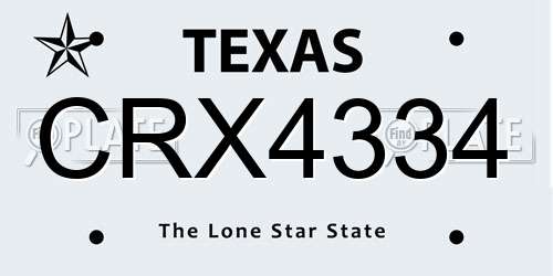 CRX4334 Texas License Plate