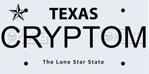 CRYPTOM Texas License Plate
