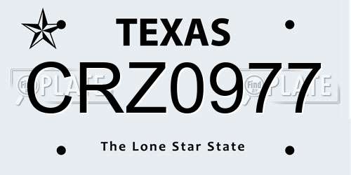 CRZ0977 Texas License Plate