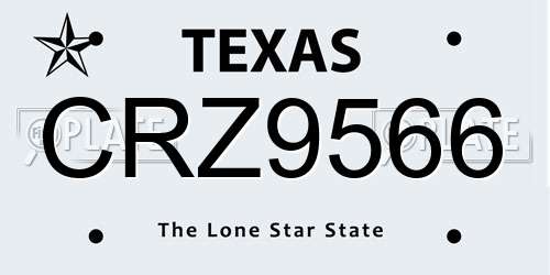 CRZ9566 Texas License Plate