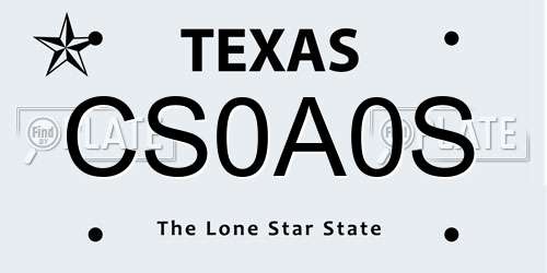 CS0A0S Texas License Plate
