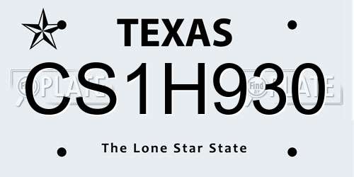 CS1H930 Texas License Plate