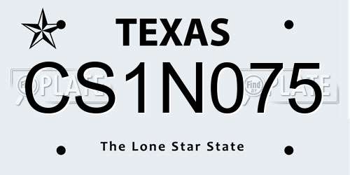 CS1N075 Texas License Plate