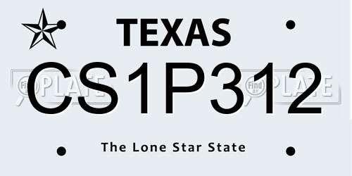 CS1P312 Texas License Plate