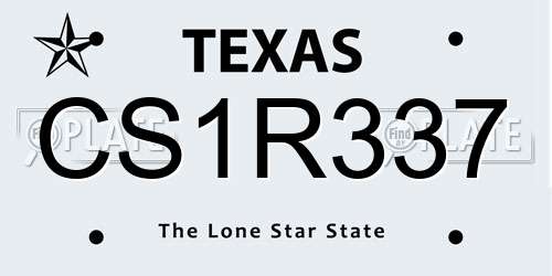 CS1R337 Texas License Plate