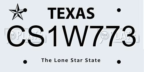 CS1W773 Texas License Plate