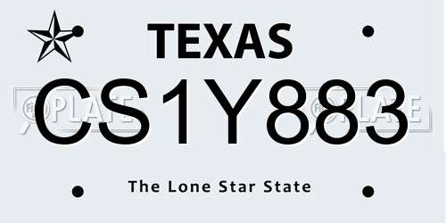 CS1Y883 Texas License Plate