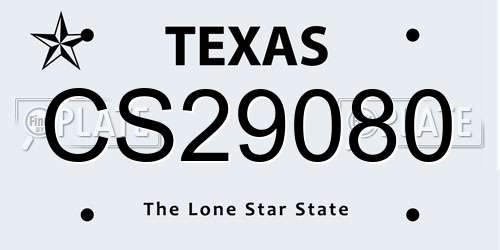 CS29080 Texas License Plate