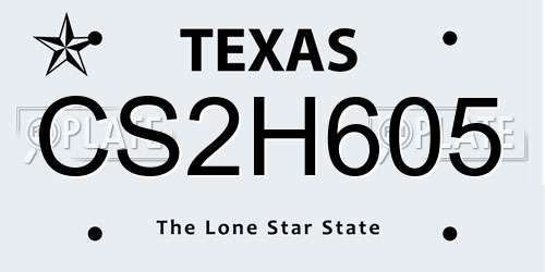 CS2H605 Texas License Plate