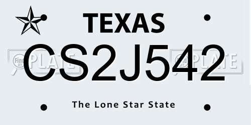 CS2J542 Texas License Plate