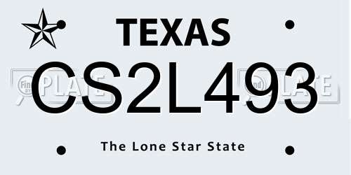 CS2L493 Texas License Plate