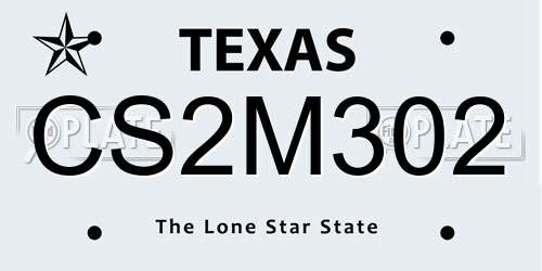 CS2M302 Texas License Plate