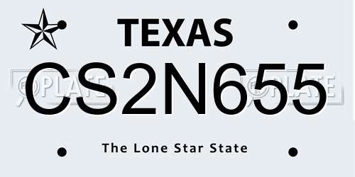 CS2N655 Texas License Plate