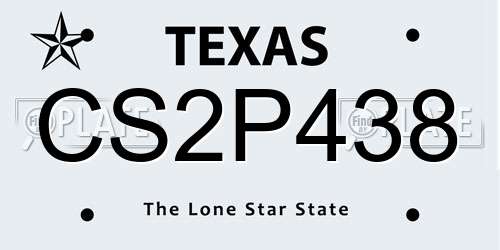 CS2P438 Texas License Plate
