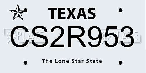 CS2R953 Texas License Plate