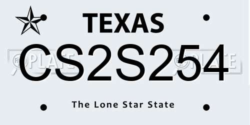 CS2S254 Texas License Plate