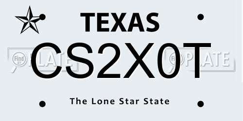 CS2X0T Texas License Plate