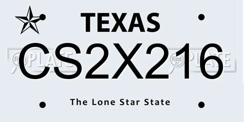CS2X216 Texas License Plate