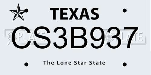 CS3B937 Texas License Plate