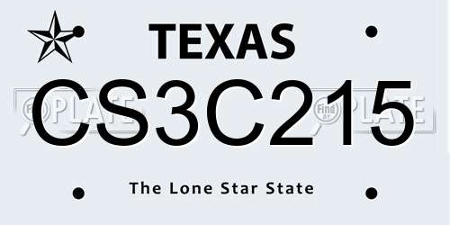CS3C215 Texas License Plate