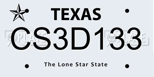 CS3D133 Texas License Plate